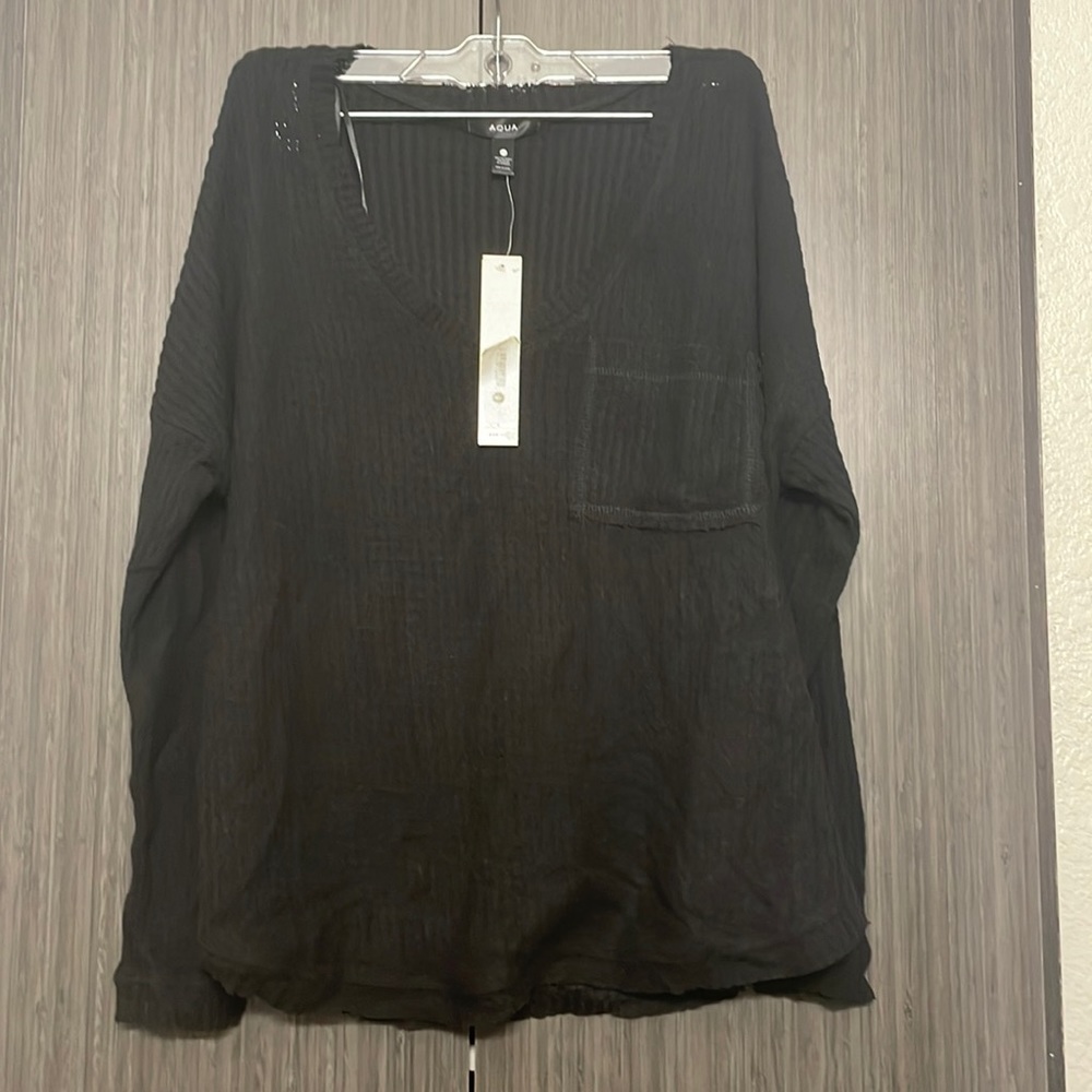 Aqua Black Oversized Sweater Size: XS